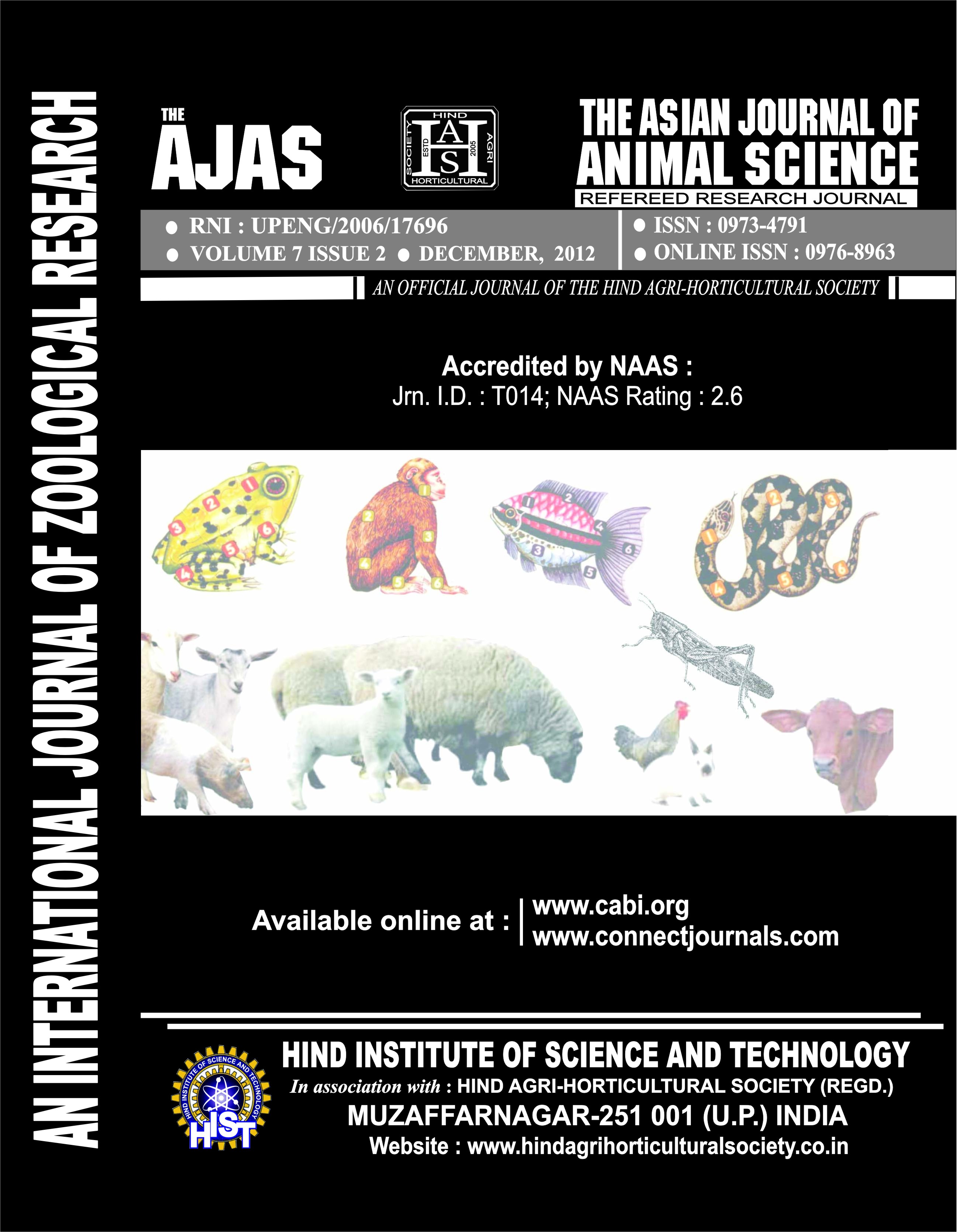 The Asian Journal of Animal Science Research  Paper|Indexing|Impact factor